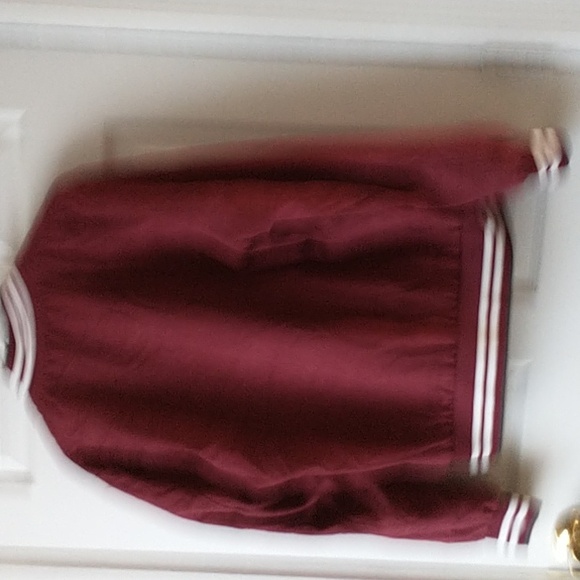 Zara Burgundy Suade-Like Bomber Jacket - Picture 4 of 8